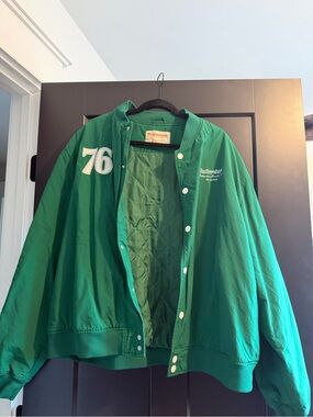 Budweiser Green Quilted Varsity Jacket with '76 Patch - Women's